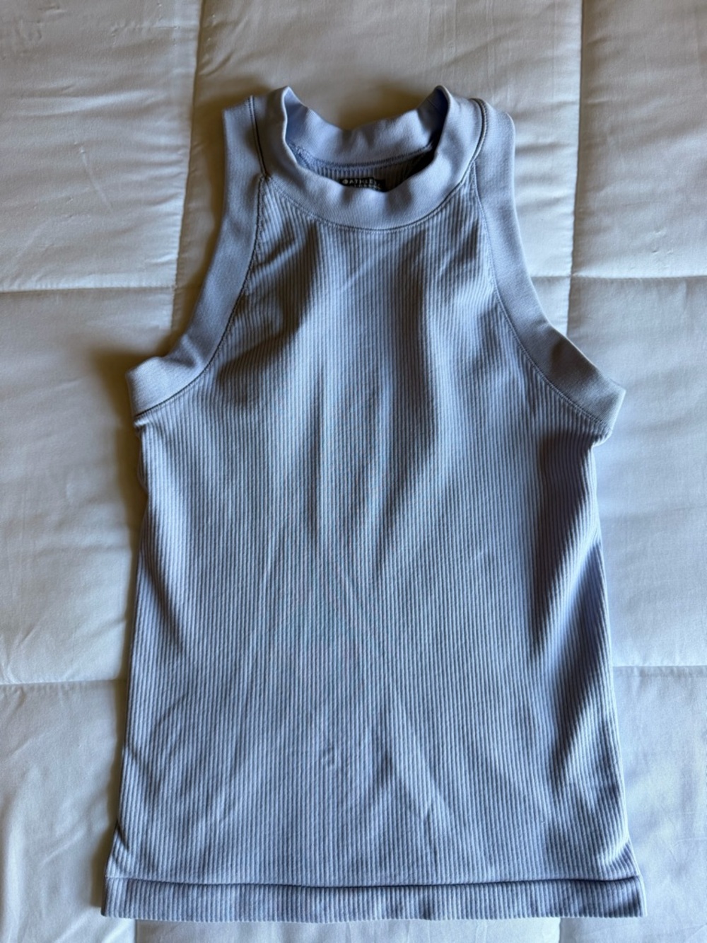 Athleta Ribbed Mock Neck Tank - Light Blue